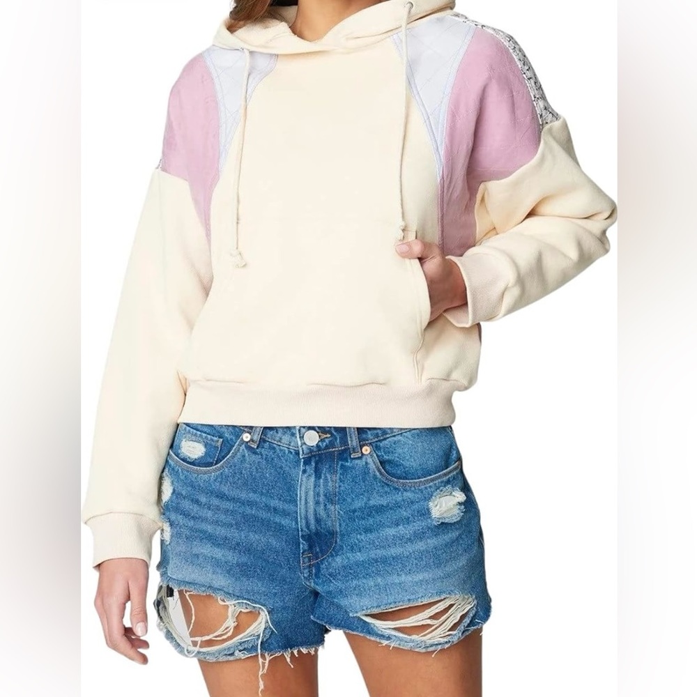 NWT Blank NYC Women's Patchwork Hoodie Good Lookin Size Small